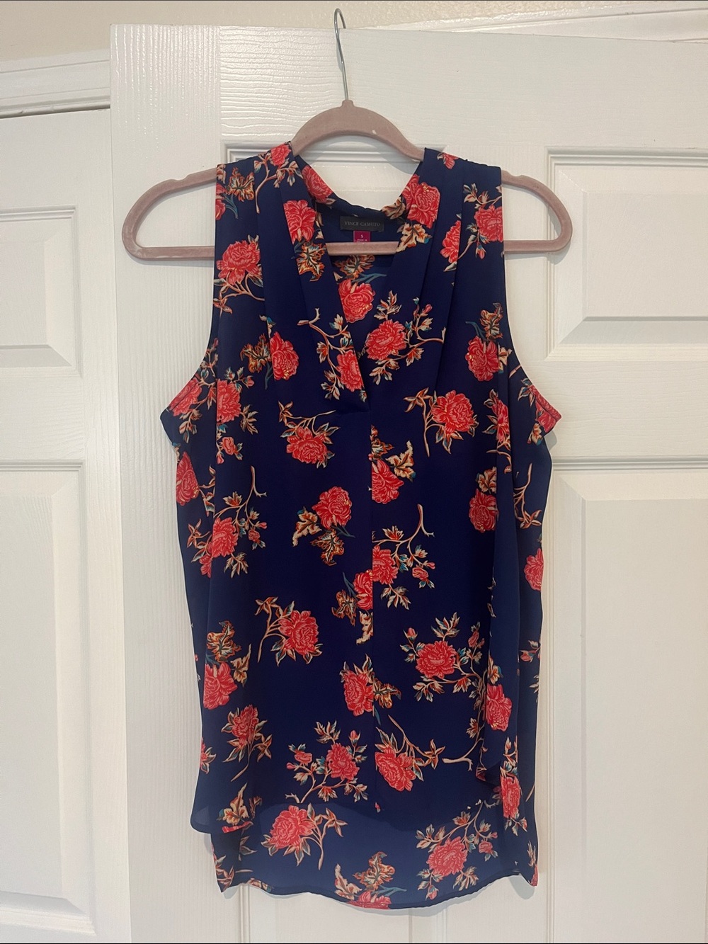 Vince Camuto Navy Tank Top with Floral Print